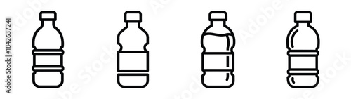 water bottle line editable vector icon set. back to school outline icons.