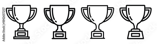 trophy line editable vector icon set. back to school outline icons.
