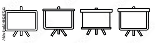 whiteboard line editable vector icon set. back to school outline icons.