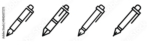 writing pen line editable vector icon set. back to school outline icons.