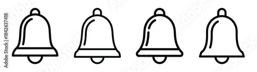 bell line editable vector icon set. back to school outline icons.