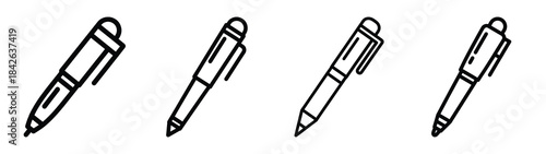 ball pen line editable vector icon set. back to school outline icons.