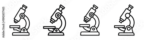 biology microscope line editable vector icon set. back to school outline icons.