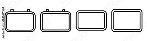 chalkboard line editable vector icon set. back to school outline icons.