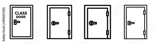 class door line editable vector icon set. back to school outline icons.