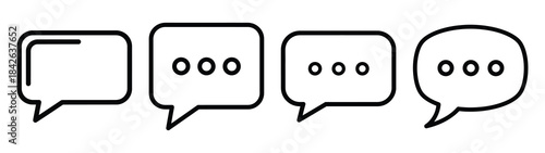 chat bubble line editable vector icon set. back to school outline icons.