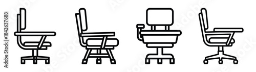 classroom chair line editable vector icon set. back to school outline icons.