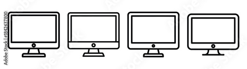 computer monitor line editable vector icon set. back to school outline icons.