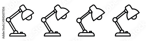 desk lamp line editable vector icon set. back to school outline icons.