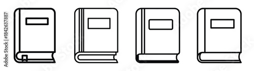 dictionary line editable vector icon set. back to school outline icons.