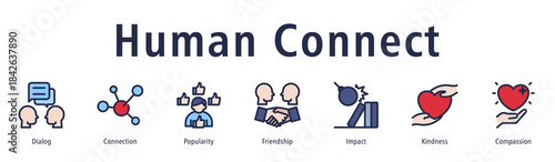 Human Connect icon vector concept illustrating dialog, connection, communication, friendship, teamwork, and positive social interaction.
