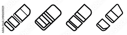 eraser line editable vector icon set. back to school outline icons.