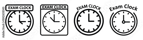 exam clock line editable vector icon set. back to school outline icons.