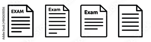 exam sheet line editable vector icon set. back to school outline icons.