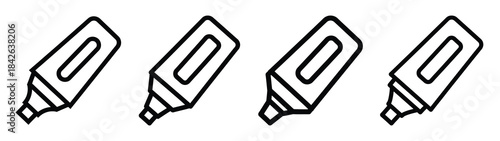 highlighter line editable vector icon set. back to school outline icons.