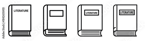 literature book line editable vector icon set. back to school outline icons.