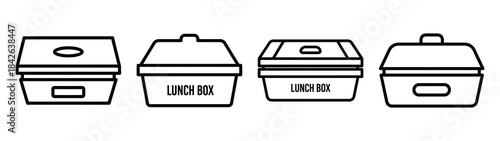 lunch box line editable vector icon set. back to school outline icons.