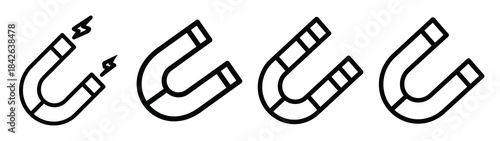 magnet line editable vector icon set. back to school outline icons.