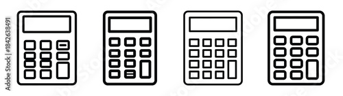 math calculator line editable vector icon set. back to school outline icons.