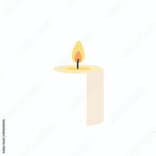 A stylized candle with a flame, casting a warm glow. Simple, minimalist design