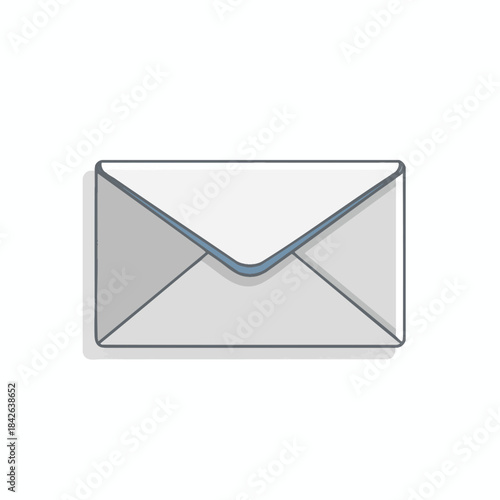 Illustration of a gray and white closed envelope with a blue interior on white
