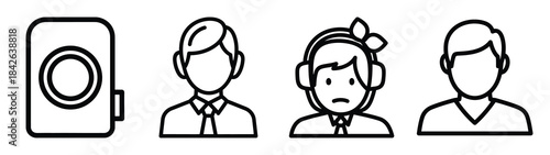 observation line editable vector icon set. back to school outline icons.