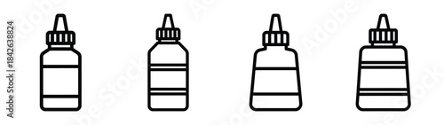 paint bottle line editable vector icon set. back to school outline icons.