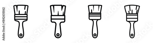 paint brush line editable vector icon set. back to school outline icons.