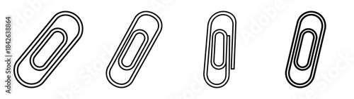 paper clip line editable vector icon set. back to school outline icons.