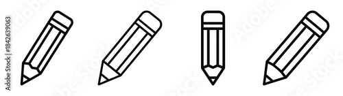 pencil line editable vector icon set. back to school outline icons.