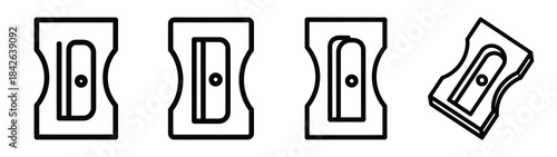 pencil sharpener line editable vector icon set. back to school outline icons.