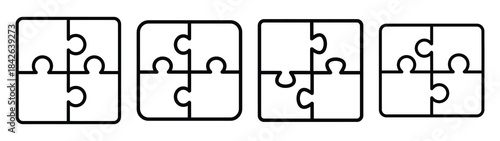 puzzle line editable vector icon set. back to school outline icons.