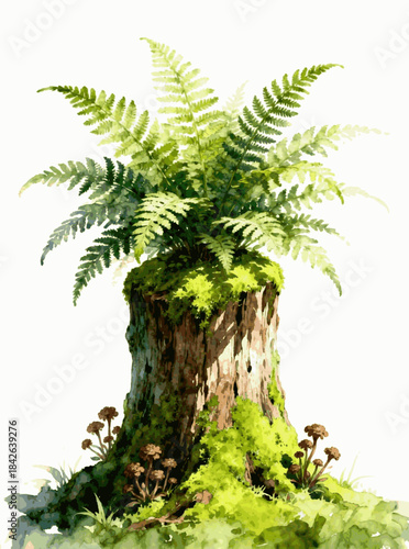 Quiet Watch Forest Stump isolated watercolor vector illustration svg