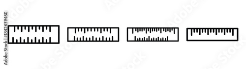 ruler line editable vector icon set. back to school outline icons.