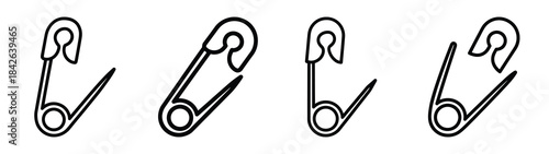 safety pin line editable vector icon set. back to school outline icons.