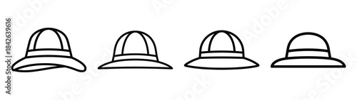 school hat line editable vector icon set. back to school outline icons.