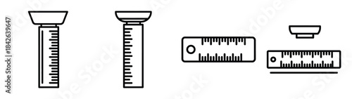 ruler scale line editable vector icon set. back to school outline icons.