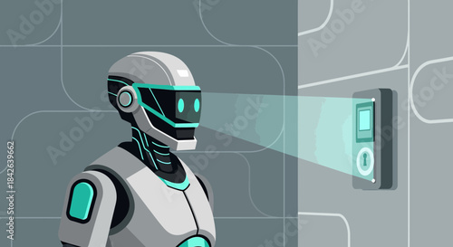 Futuristic Access Control: Robot Scanning Biometric Data for Secure Entry System