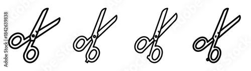 sharp scissor line editable vector icon set. back to school outline icons.
