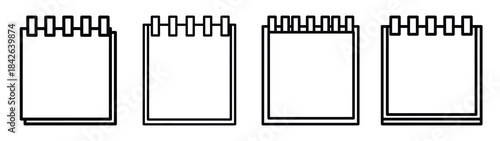 sticky pad line editable vector icon set. back to school outline icons.