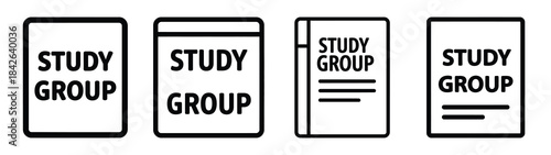 study group line editable vector icon set. back to school outline icons.