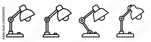 study lamp line editable vector icon set. back to school outline icons.