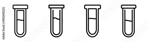 test tube line editable vector icon set. back to school outline icons.