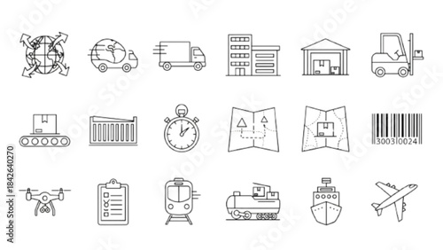 Logistic Signs Vector Icons for Transport and Warehouse Operations