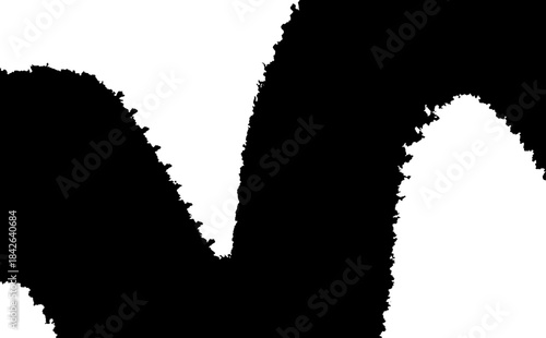 Jagged Black Wave on White Background – Abstract Edge Pattern, Fractal Texture, Contrast, Flow, Vector