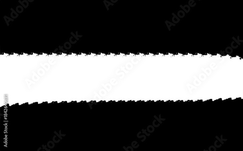 Jagged White Band on Black Background – Abstract Edge Pattern, Fractal Texture, Contrast, Geometry, Vector