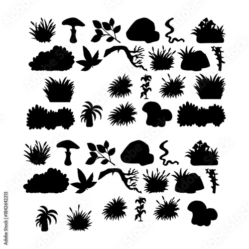 sihouette isolated objects theme - plants set