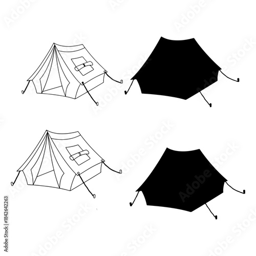 tant , camping vaction concept silhouette