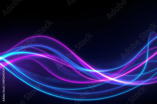 Abstract Neon Waves: A Mesmerizing Dance of Purple and Blue Lights