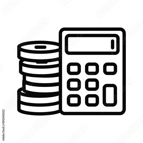 Calculating expenses with coins and calculator